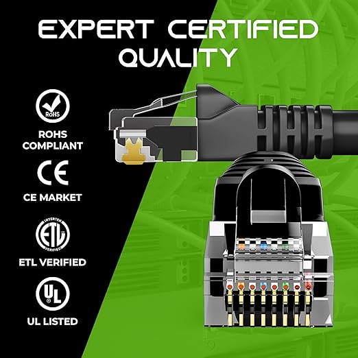 GEARIT 24-Pack, Cat5e Ethernet Patch Cable 6 Feet - Snagless RJ45 Computer LAN Network Cord, Black