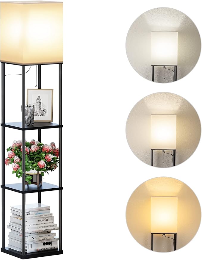SUNMORY Floor Lamp Modern Square Standing Lamp Corner Display Bookshelf Lamp