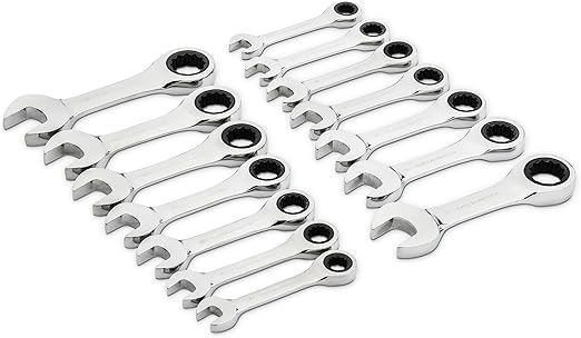 GEARWRENCH 14 Pc. 12 Point Stubby Ratcheting SAE/Metric Combination Wrench Set - 85206