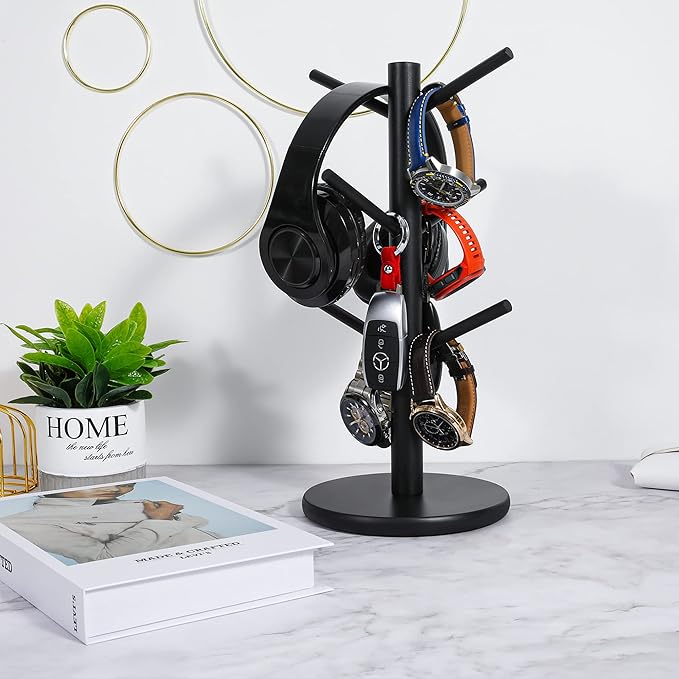 MyLifeUNIT Black Coffee Cup Holder Mug Holder Tree 6 Hooks