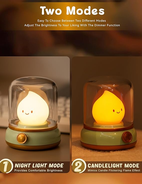 Cute Chibi Flame Lamp Retro Rechargeable Night Light