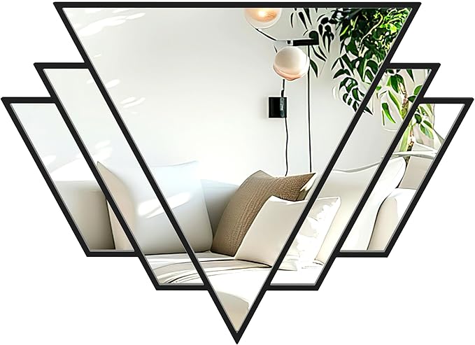 Black Triangle Decor Mirror,24x32Inch Farmhouse Wall Mirror,Modern Wall Mounted Mirrors,Metal Framed Vintage Ornate Art Mirror for Living Room Bedroom Fireplace Hallway