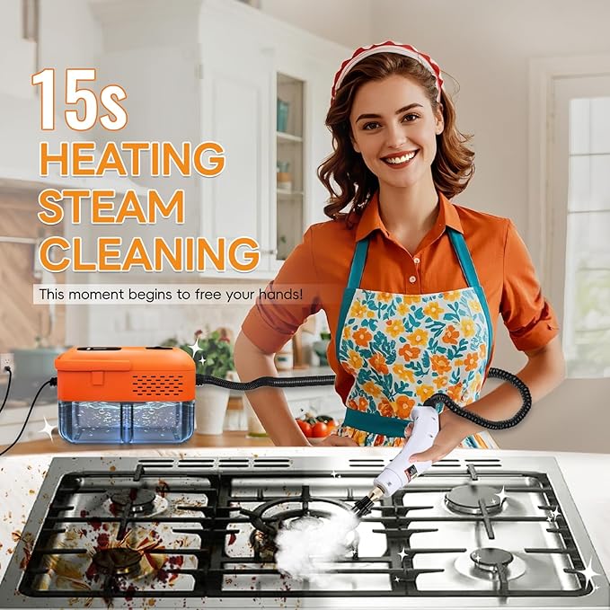 Heavy Duty Handheld Steam Cleaner for Car, 9 Gears Control Powerful Steamer for Cleaning with 14 Accessories, Multipurpose Steam Cleanr for Home Use, Upholstery, Kitchen, Windows, Grout & Pet Blanket