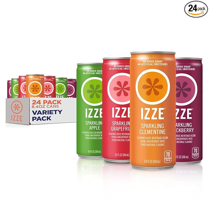 Izze Sparkling Juice, 4 Flavor Variety Pack, 8.4 Fl Oz (24 Count)