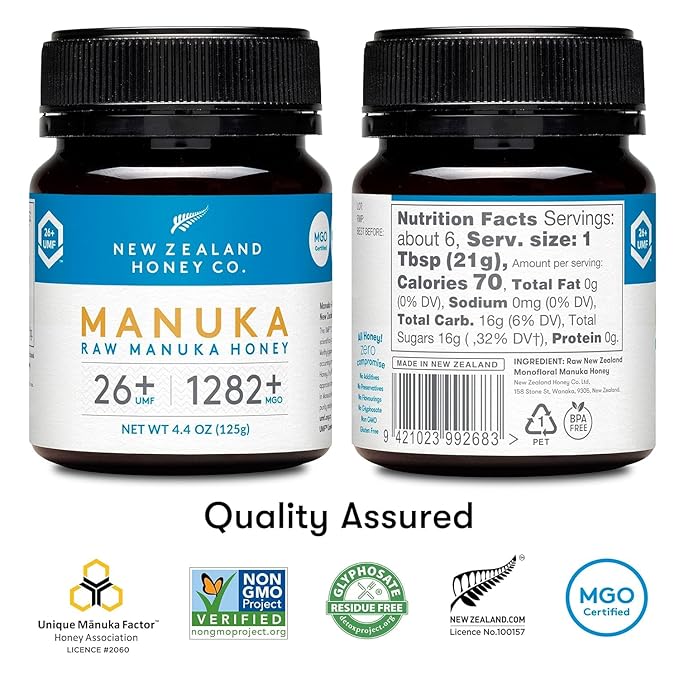 New Zealand Honey Co. Raw Manuka Honey UMF 26+ | MGO 1282+, UMF Certified /4.4oz