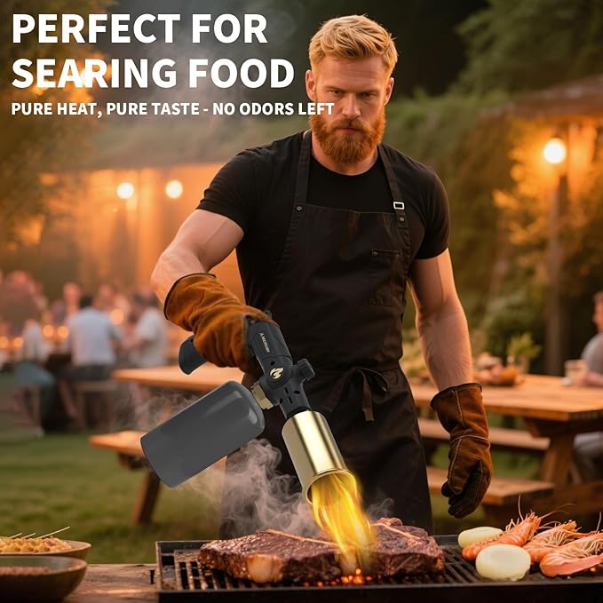 Powerful Propane Torch Gun, Gift for Men, Adjustable Culinary Blow Torch, Kitchen Cooking Torch for Steak Searing, Campfire Charcoal Starter, BBQ, Blackstone Griddle Accessories(Tank Not Included)