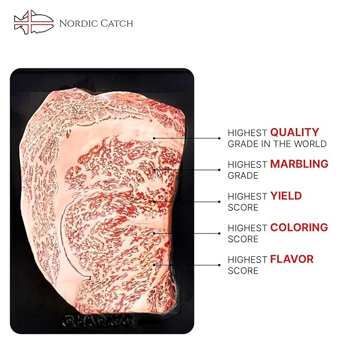 Nordic Catch Grade A5 Japanese Wagyu Steak Without Bone, Always Fresh Thick Cut, Skin-Packed 100% Authentic A5 Wagyu Steak from Kagoshima Reserve - Great Gift