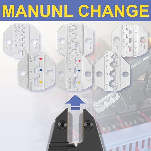 haisstronica 8PCS Crimping Tool Set - Ratchet Wire Crimping Tool for Heat Shrink,Insulated Nylon,Non-Insulated,Ferrule Wire End,Open Barrel Terminals,Solar Connectors