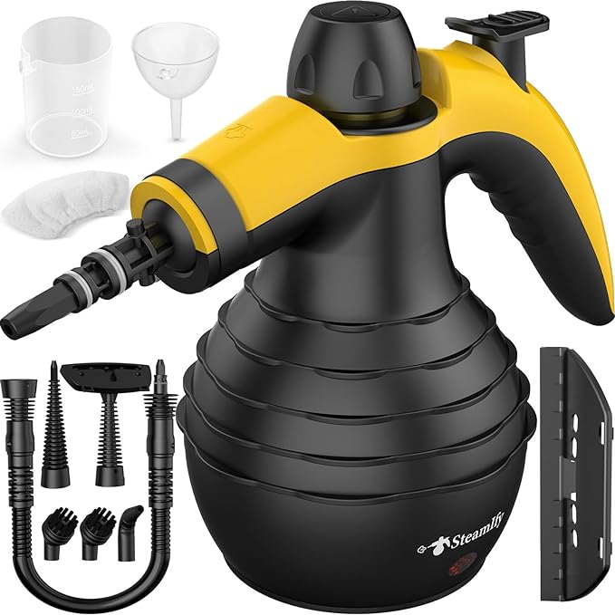 Pressurized Handheld Steam Cleaner with 10pcs Accessories & Safety Lock, Multi-Purpose & Powerful Home Use Steamer for Cleaning, Car, Bathroom, Shower, Upholstery, Grout, Window