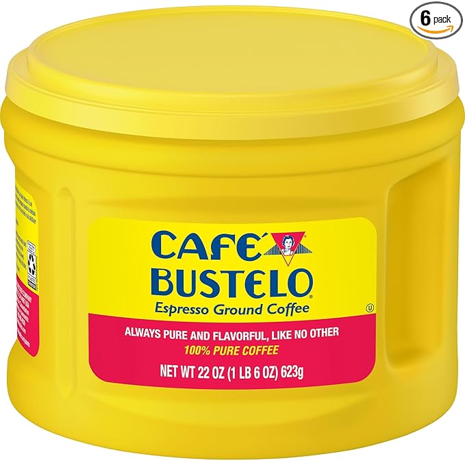 Café Bustelo Espresso Dark Roast Ground Coffee, 22 Ounces (Pack of 6)