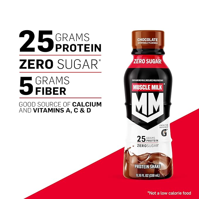Muscle Milk Genuine Shake, Strawberry, 11.16 Fl Oz Bottles (Pack of 12)