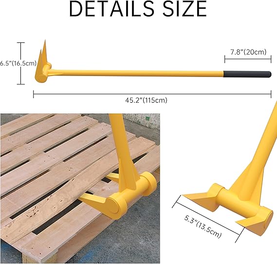 Upgrade ZOOKASEA Pallet Buster 45" with Handle, Heavy Duty Deck Board Removal Tool,Non-Slip Pry Bar Breaker for Flooring, Framing, Roofing and Construction