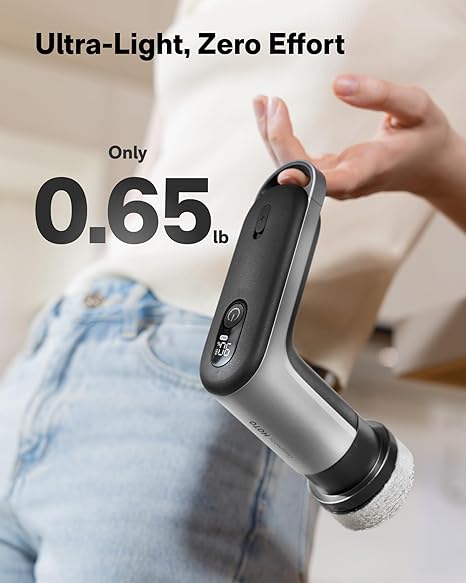 HOTO Grip™ Cordless Electric Spin Scrubber, IPX7 Waterproof, Lightweight at 0.65 lb with 6 Brush Heads, Powerful Cleaning Scrubber, for Bathroom, Kitchen, Tile, Shower