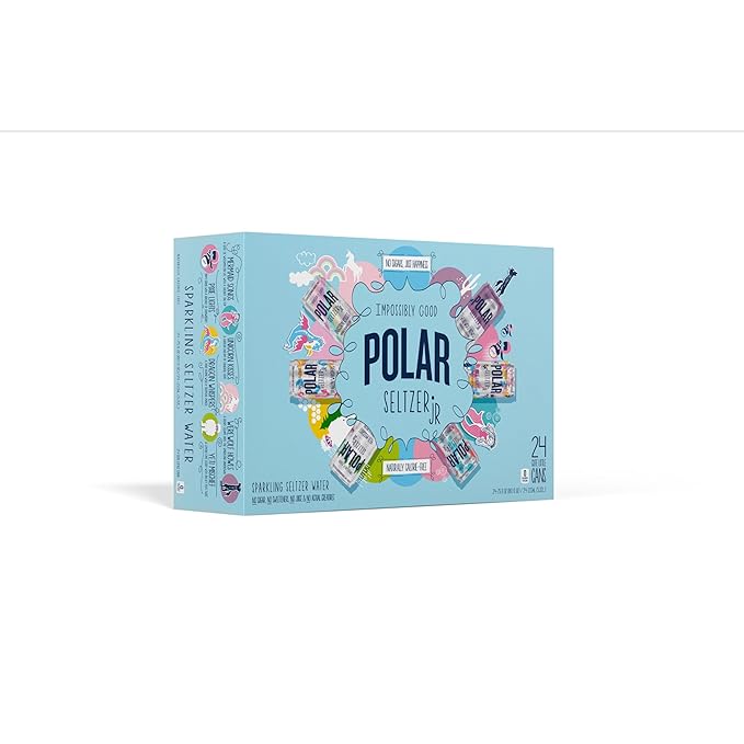Polar Seltzer Jr Variety Pack, 7.5 fl oz cans, 24 pack, Six Flavors, Mini Cans, No Sugar, No Sweeteners