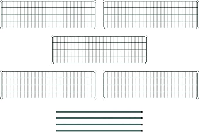 Commercial NSF Listed Green Epoxy Stationary Wire Shelving Kit 18" x 60" x 54", with 5 Shelves Perfect for Warehouse, Walk-in Refrigerator, Freezer, Grocery Store, Restaurant, Dishroom