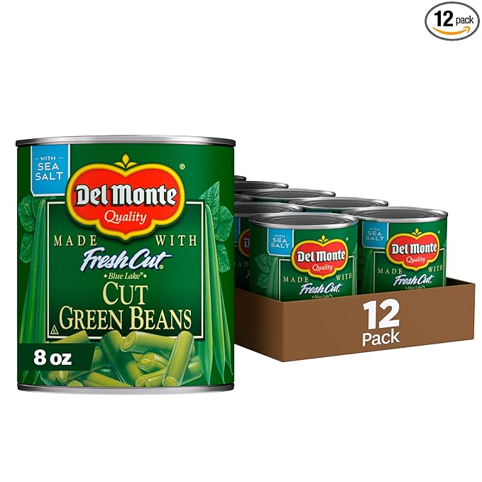 DEL MONTE BLUE LAKE Cut Green Beans, Canned Vegetables, 12 Pack, 8 oz Can