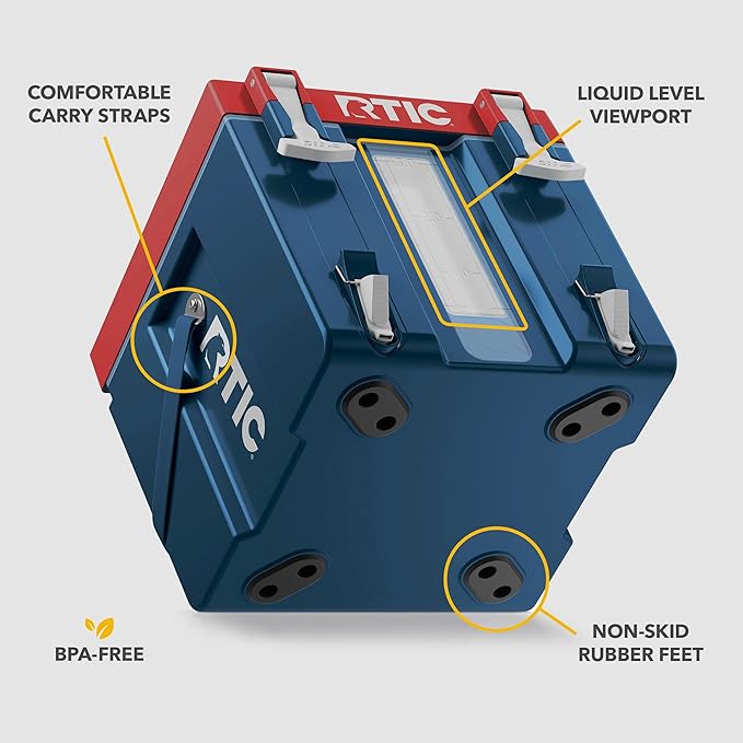 RTIC Halftime Water Cooler Portable Carrier Container, Drink Beverage Dispenser, Stackable with 2 Taps, Bottleless, BPA-Free, for Sports, Camping, BBQ, Parties, Picnic, & More, Patriot