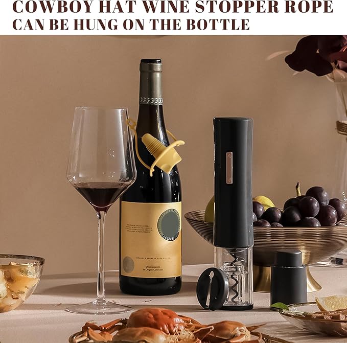 4 Pcs Silicone Bottle Stoppers, Cowboy Hat Wine Stoppers, Cute Wine Accessories Seals Bottle & Keeps Wine Fresh, Funny Gifts for Boyfriends, Novelty Kitchen Gadgets
