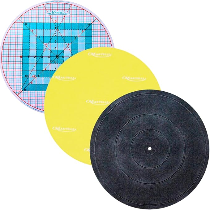 Martelli Round About 17-inch Turntable Set, Quilting Cutting Mat with Grid, Ironing Top, Sewing and Crafting Tool