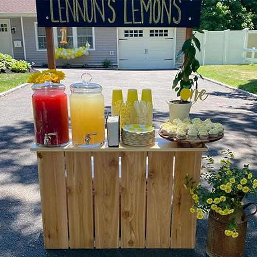Children'S Lemonade Stand Assembled And Detachable Wooden Children'S Grocery Store Children'S Pretend Sales Stand With Storage Shelves & Wheels Market Stand Play Store