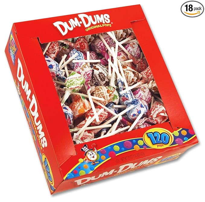DUM DUMS Lollipops, 120 Count Box (Pack of 18)