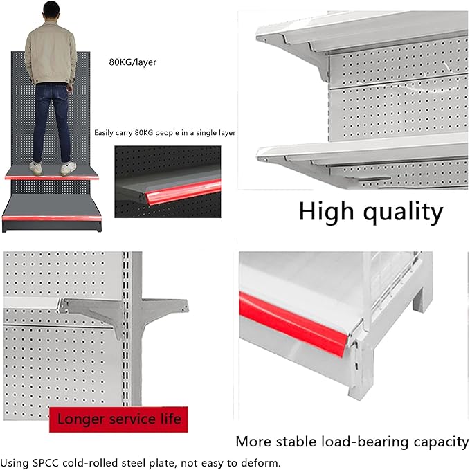 5-Tier Retail Shelving Display - Versatile Grocery Supermarket Shelves, Snack Racks, Office Supply Wall Racks & Shoe Storage - Easy to Install White Display Stand