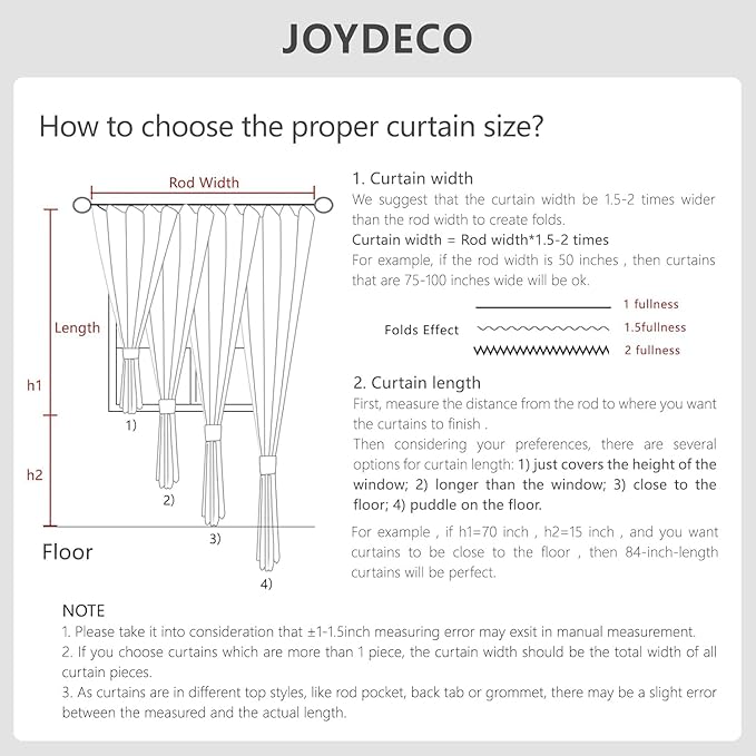 Joydeco Blackout Curtains for Bedroom - 84 Inch Long Blackout Curtains 2 Panels, 100% Light Blocking Thermal Insulated Room Darkening Curtains, Linen Textured for Living Room, Rod Pocket & Back Tabs