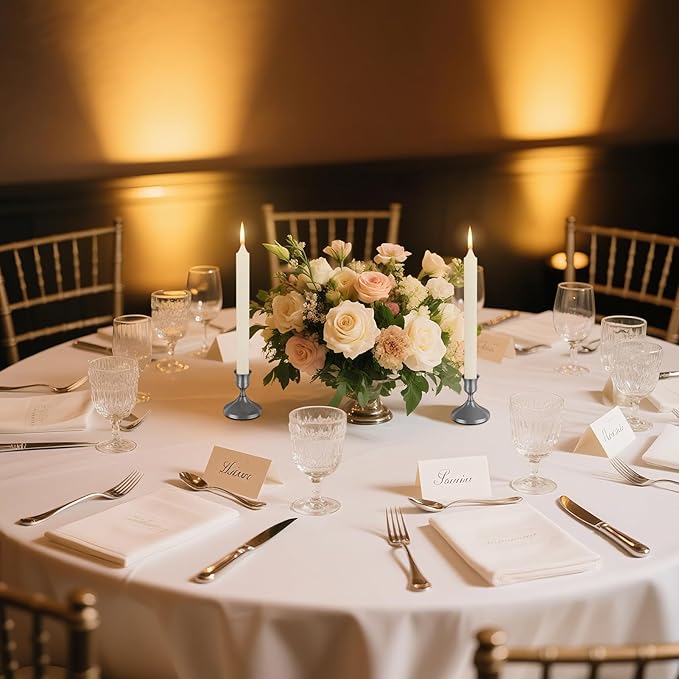 12 Pcs Silver Taper Candle Holders Vintage Candlesticks Holder for Home Decor Table Centerpiece Dining Party Festival Decorations(Silver)