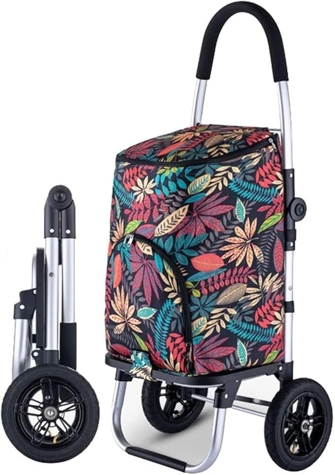 Portable Foldable Shopping Trolley Utility Cart with Pneumatic Tires, Lightweight Hand Truck for Groceries & Laundry, 50kg Capacity