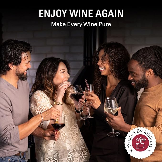 PureWine Wine Wands Purifier, 30 Wine Filters Remover Histamines Sulfite - May Reduce and Alleviate Wine Allergies & Sensitivities - Restores Taste, Perfect Wine Pour, Gifting, Holiday (30 Pack)