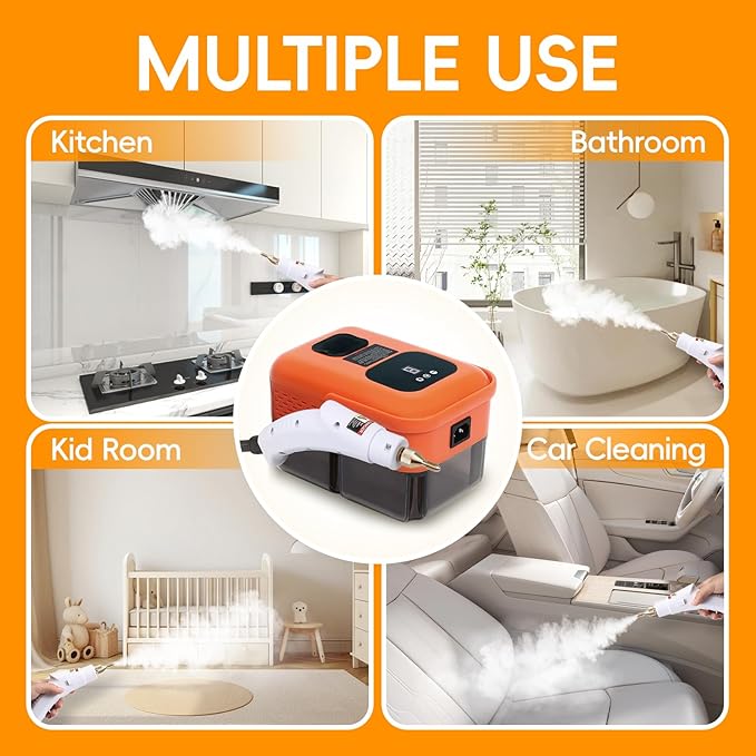 Heavy Duty Handheld Steam Cleaner for Car, 9 Gears Control Powerful Steamer for Cleaning with 14 Accessories, Multipurpose Steam Cleanr for Home Use, Upholstery, Kitchen, Windows, Grout & Pet Blanket