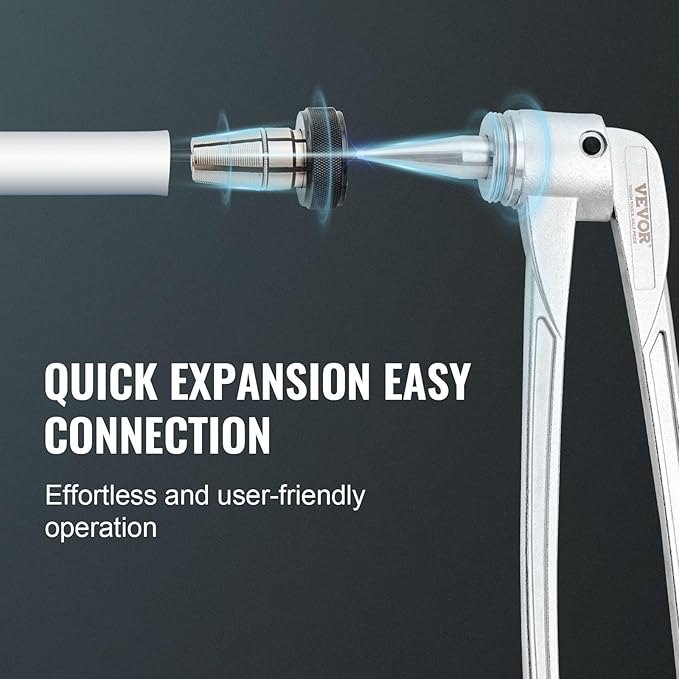 VEVOR Pipe Tube Expander, 1/2", 3/4", 1" OD PEX Tubing Expander, Professional Manual Lever PEX Tools Expander, with 3 Expansion Heads, Pipe Cutter for PEX Tubes