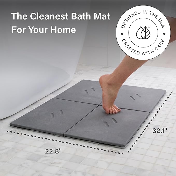 Dorai Home Stone Bath Mat for Bathroom – Large, Quick-Drying, Non-Slip Surface, Customizable Design, 22.3" L x 31.6" W x 0.6" H, Slate