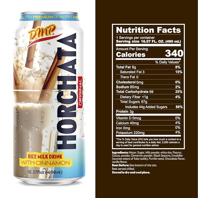 De Mi Pais Horchata Rice Milk Drink with Real Cinnamon Pieces, Made with Real Ingredients for a Creamy, Authentic Taste, Shake Well for a Refreshing Beverage, Perfect for Groceries, 16.57 Fl Oz, 6-Pack
