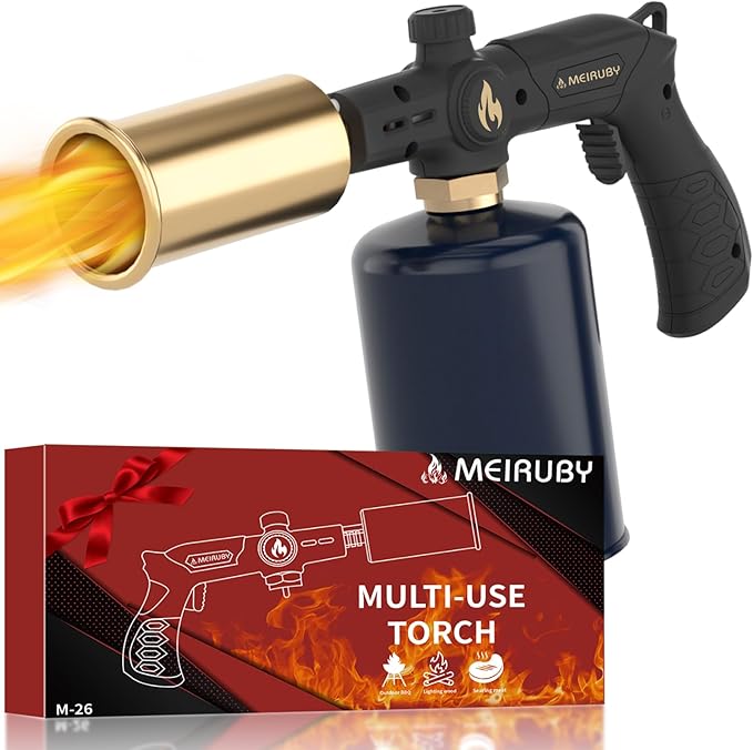 Powerful Propane Torch Gun, Gift for Men, Adjustable Culinary Blow Torch, Kitchen Cooking Torch for Steak Searing, Campfire Charcoal Starter, BBQ, Blackstone Griddle Accessories(Tank Not Included)