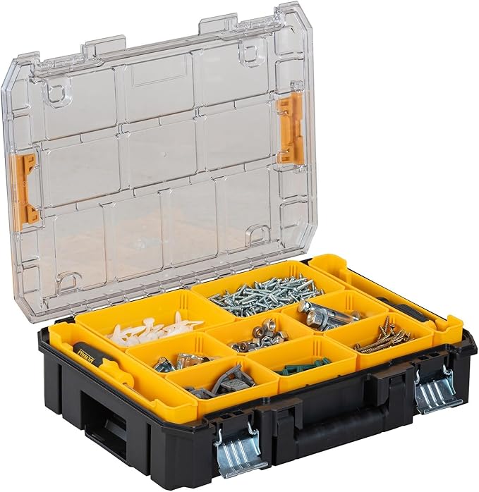 DEWALT TSTAK Tool Organizer, Small Parts Tool Box with Removable Compartments (DWST17805)