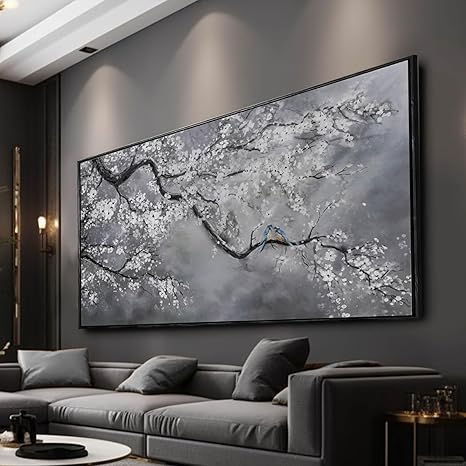 Nature Wall Decor Flowers White Pictures Art Bird Artwork Botanical Wall Art 29x58 Inch Hanging Art Wall Decorations for Office Bedroom