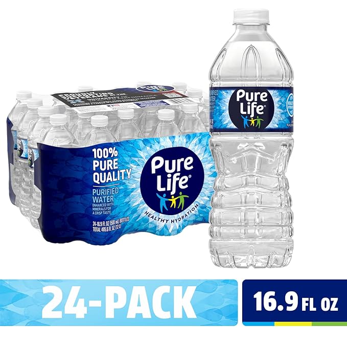 Pure Life Purified Water, 16.9 oz. Bottles, 4 Cases (24 Bottles)…