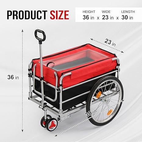Ktaxon Bike Cargo Trailer, Heavy Duty 220 lbs Bicycle Wagon Cart, 20" Wheel Folding Groceries Hauler with Safe Hitch System