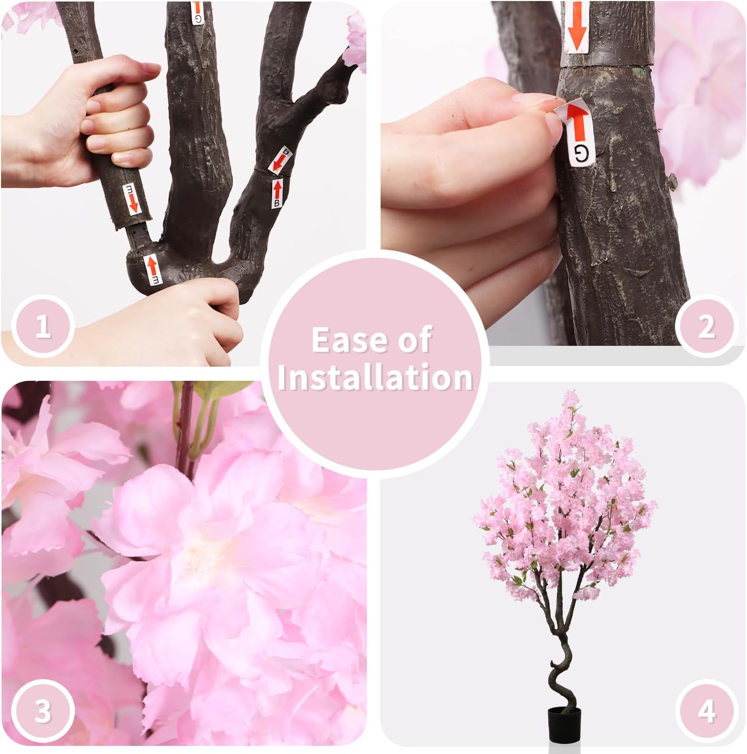 7FT Artificial Cherry Blossom Tree Beautiful Sakura Flower Tree Indoor Faux Pink Tree for Home Office Decor