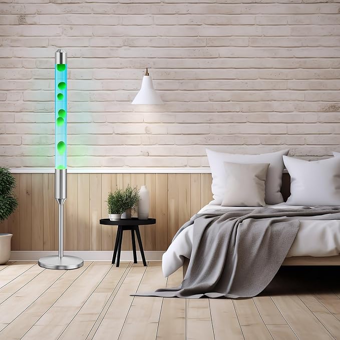 47.5-Inch Liquid Motion Lamp,Magma Lamp, Mood Relaxation Light，Suitable for Home Decoration,Office Decoration, Cafes,Bars,Etc (Blue Water Green Wax, 47.5 inches)