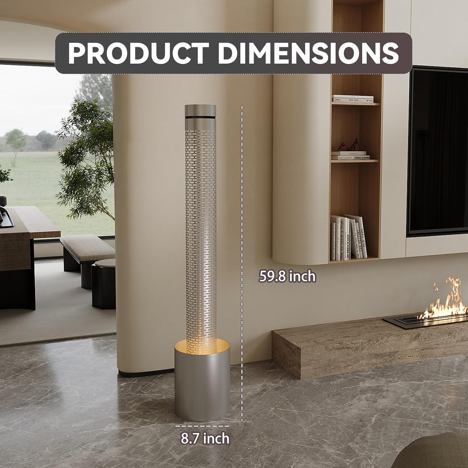 59.8" Metal Waterfall Fountain With LED-Light, Minimalist Indoor Water Fountain, Romantic Water Feature, Luxury Decor for Office & Home