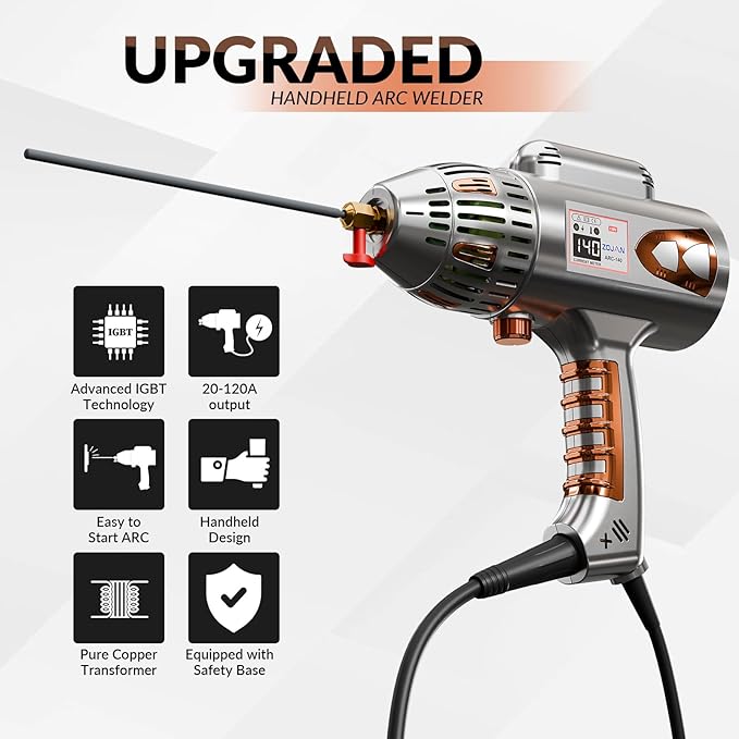 Handheld ARC Stick Welder 140A 110V,lightweight Portable inverter handheld welder Gun capable of DC Stick and ideal for beginners. Arc force and Anti-Stick With Welding Tools