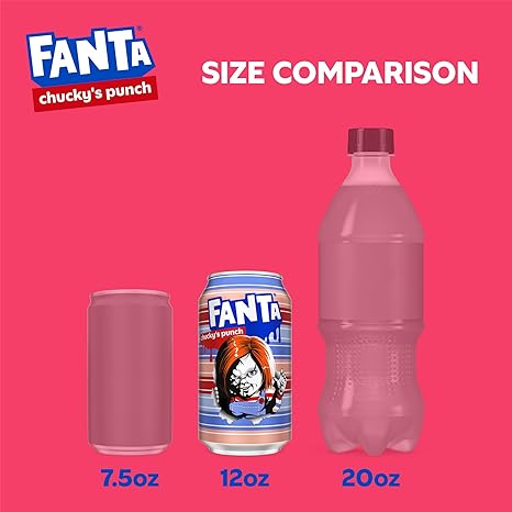 Fanta Fruit Punch Caffeine Free Soda Soft Drink, Chucky's Punch Halloween Edition, 12 fl. oz. cans, 12 pack