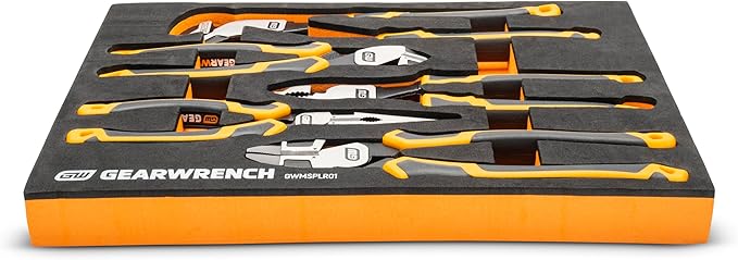 GEARWRENCH 5 Piece PITBULL Cushion Grip Pliers Set in Foam Storage Tray - GWMSPLR01