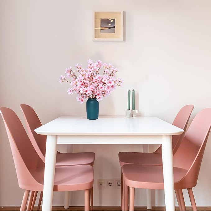 SITUMEIZI 6Pcs Artificial Cherry Blossom Branches Decor Fake Flowers 16" Silk Faux Flowers for Decoration Spring Peach Bouquet Home Wedding Bedroom Party Japanese Garden Table Centerpiece Decor(Pink)