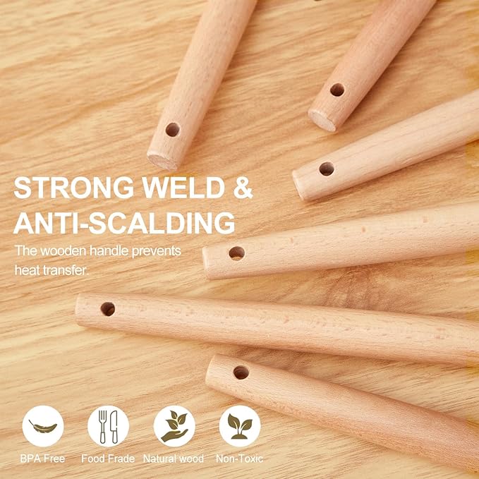 Kitchen Utensils Set - 34 PCS Non-Stick Silicone Cooking Utensils Set with Wooden Handle,Kitchen Gadgets Tools Set for Nonstick Cookware (Cream White-34P)