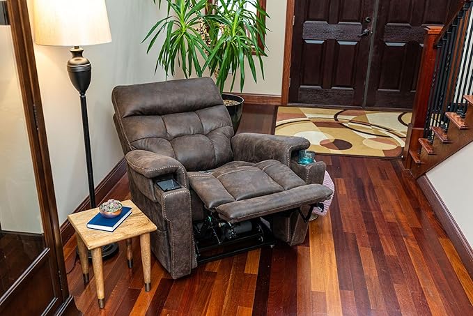 VivaLift! Radiance Power Recliner Lift Chair by PrideMobility, with 3 Heat Pads Heat System (Canyon Steel, Medium with Curbside Delivery)