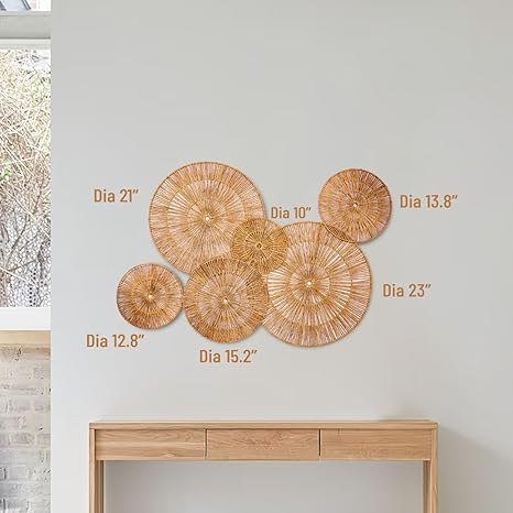 KOLWOVEN 29 Inch Wicker Wall Decor, Set of 3 Wall Basket Decor Diameter 29",23",18",Woven Wall Decor, Boho Above Bed for Bedroom, Living Room or Dining Room (Set 6)