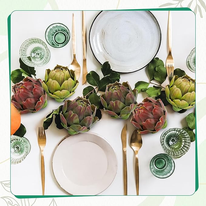 6Pcs Large Colorful Artificial Artichokes Fake Vegetables Faux Artichokes for Wedding, Party, Home, Kitchen, Table Decorations